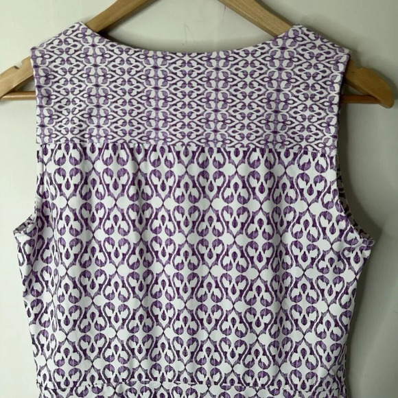 J. MCLAUGHLIN Shift Dress M Catalina Cloth Purple Abstract Print Stretch Nylon - Picture 4 of 9